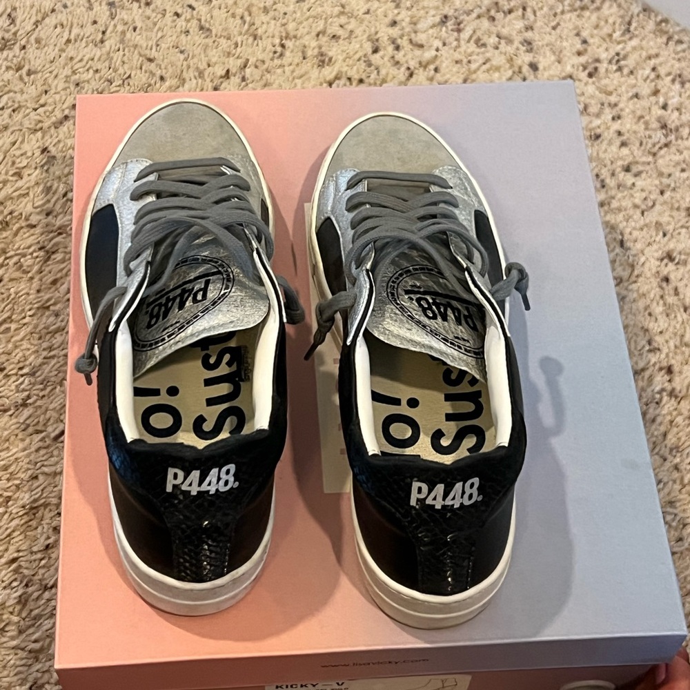 P448, Silver/Black Sneakers, Size 39 - Picture 7 of 9